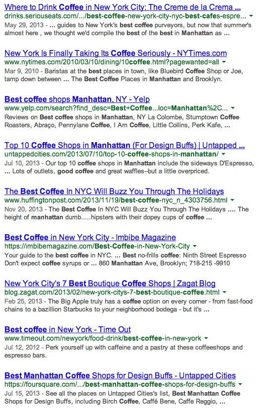 Best Coffee in Manhattan Google