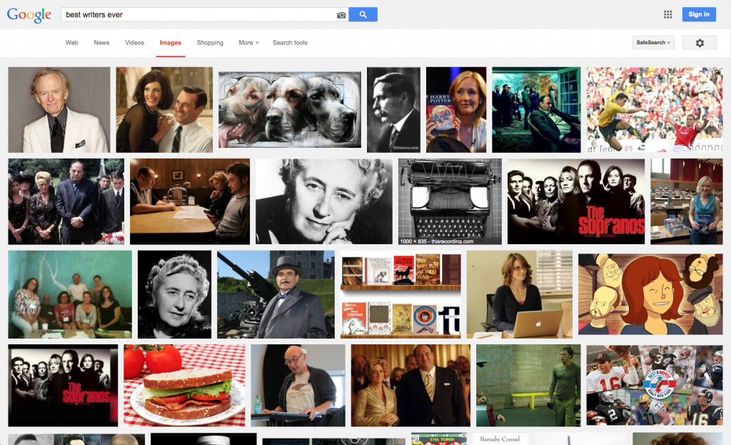 A Google Image Search for "Best Writers Ever" and no Shakespeare, Joyce, Eliot, Bulgakov, that other Russian everyone likes or even Steinbeck? The world is truly a vampire.